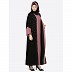 Double layered Dubai abaya- Black-Puce pink
